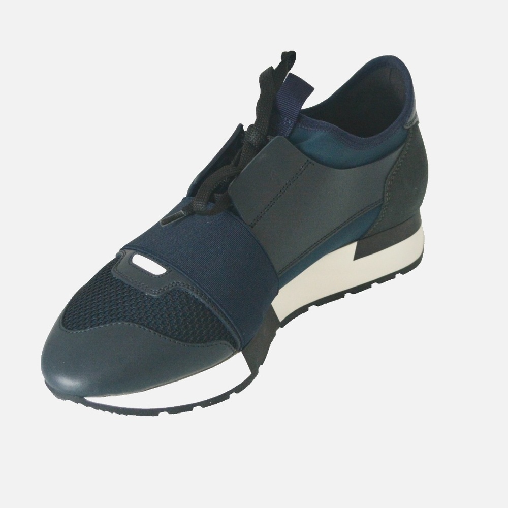 NEW BALENCIAGA WOMENS LEATHER MESH SUEDE RACE RUNNER LOW TOP SNEAKERS - Picture 6 of 9